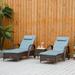 Outsunny 3 Pieces Patio Wicker Chaise Lounge Chair Set, Adjustable Outdoor PE Rattan Cushioned Lounge Set of 2 with Armrests