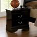 1pc Nightstand Black Louis Philippe Solid wood English Dovetail Construction Antique Nickle Hanging Pulls