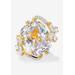 Plus Size Women's Yellow Gold Plated Cubic Zirconia Flower Ring by PalmBeach Jewelry in Gold (Size 10)
