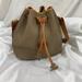 Dooney & Bourke Bags | Genuine Vintage Dooney & Bourke Taupe Leather Bucket Drawstring Bag | Color: Red/Tan | Size: Medium