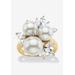 Women's Yellow Gold over Sterling Silver Pearl and Cubic Zirconia Ring by PalmBeach Jewelry in Yellow Gold (Size 9)