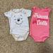 Disney One Pieces | Bnwot & Like New 2-Pack Disney “Princess” & Pooh Bodysuit Bundle For Baby Girl! | Color: Gray/Pink | Size: 9m & 12m