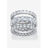 Women's Platinum Plated 3-Piece Stackable Engagement Ring by PalmBeach Jewelry in Cubic Zirconia (Size 6)