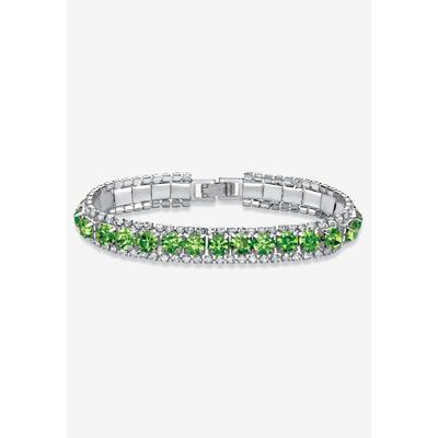 Women's Silver Tone Tennis Bracelet Simulated Birthstones and Crystal, 7" by PalmBeach Jewelry in August