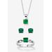 Women's 3-Piece Birthstone .925 Silver Necklace, Earring And Ring Set 18" by PalmBeach Jewelry in May (Size 4)