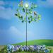 Arlmont & Co. Fumihiro Solar Bird & Leaves 2 Tier Wind Spinner Garden Stake Metal | 51.5 H x 20 W x 20 D in | Wayfair