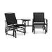 Costway Double Swing Glider Rocker Chair set with Glass Table-Black