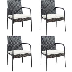 Costway 4 Pieces Patio Wicker Rattan Dining Set with Comfy Cushions