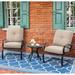 Futzca Spring Patio Chairs,3-Piece Bistro Set Outdoor Furniture for Patio, Garden, and Backyard with Cushioned Seats