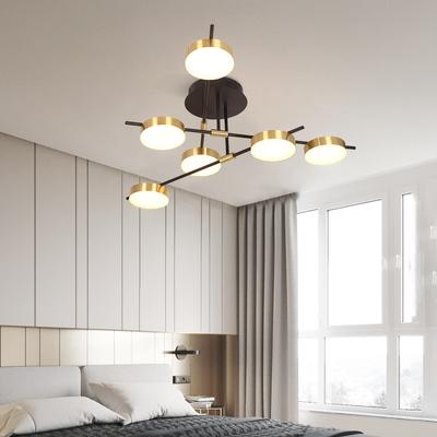 Modern Geometric Sputnik Dimmable Pendant Light for Dining and Living Room - Brass+Black - 6 heads