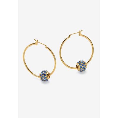 Women's Goldtone Charm Hoop Earrings (32mm) Round Simulated Birthstone by PalmBeach Jewelry in March