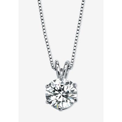 Women's Platinum over Sterling Silver Solitaire Pendant Cubic Zirconia 18" by PalmBeach Jewelry in Silver