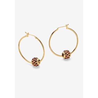 Women's Goldtone Charm Hoop Earrings (32mm) Round Simulated Birthstone by PalmBeach Jewelry in January