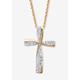 Women's Gold Over Sterling Silver Diamond Accent Cross Pendant Necklace (16Mm) 18 Inches by PalmBeach Jewelry in Diamond