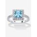 Women's Simulated Birthstone and Crystal Halo Ring in Sterling Silver by PalmBeach Jewelry in March (Size 10)