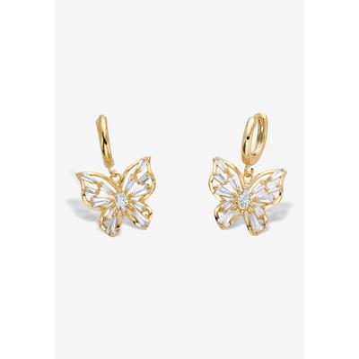 Women's Goldtone Crystal Butterfly Charm Earrings by PalmBeach Jewelry in Crystal
