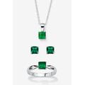 Women's 3-Piece Birthstone .925 Silver Necklace, Earring And Ring Set 18" by PalmBeach Jewelry in May (Size 10)