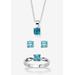 Women's 3-Piece Birthstone .925 Silver Necklace, Earring And Ring Set 18" by PalmBeach Jewelry in December (Size 7)