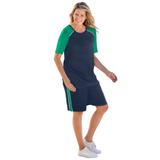 Plus Size Women's 2-Piece Short-Sleeve Set by Woman Within in Navy Tropical Emerald (Size M)