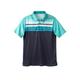 Men's Big & Tall No sweat Polo by KingSize in Tidal Green Colorblock (Size 3XL)