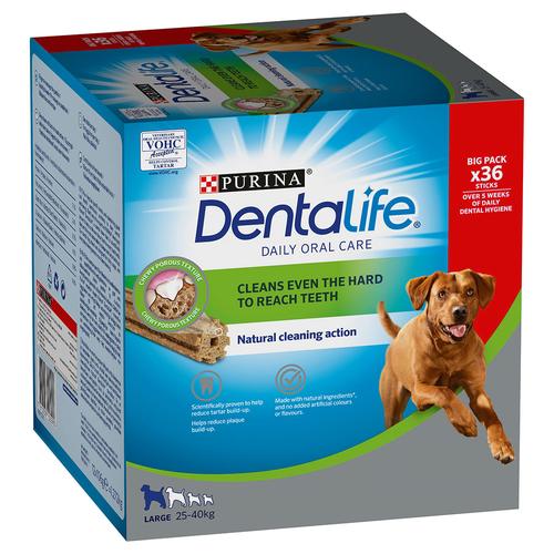 36 Sticks (12 x 106 g) PURINA Dentalife Tägliche Zahnpflege-Snacks für große Hunde (25-40 kg)...