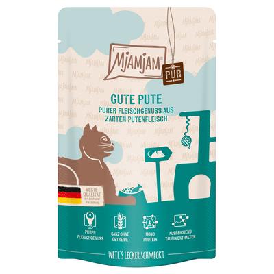 12x125g MjAMjAM Quetschie purer Fleischgenuss gute Pute pur Katzenfutter nass