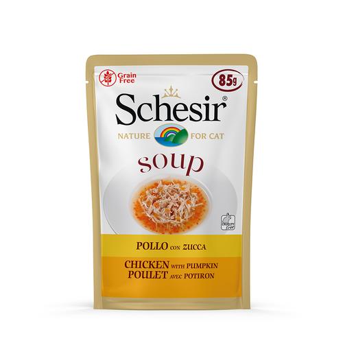 24 x 85 g Huhn mit Kürbis Schesir Cat Soup Katzenfutter nass