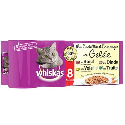 24x390g Whiskas La Carte Meer und Landschaft in Gelee Katzenfutter nass