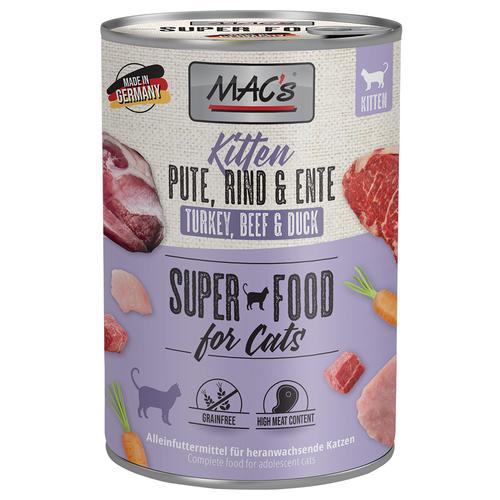 6x400g MAC's Cat Kitten Pute, Rind & Ente Katzenfutter nass