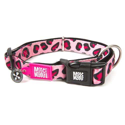 Max & Molly Smart ID Halsband Leopard Pink Größe S: 28-45cm Halsumfang, B15mm Hund