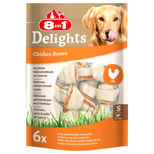 Sparpaket: 4x210g 8in1 Delights Kauknochen Huhn S (24 Stück) Hundesnacks