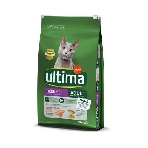 10kg Sterilized Lachs & Gerste Ultima Cat Katzenfutter trocken - 1 kg gratis!