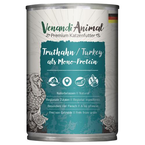 24x400g Venandi Animal Monoprotein Truthahn Katzenfutter nass