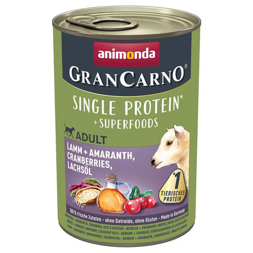 24 x 400 g animonda GranCarno Adult Superfoods Lamm + Amaranth, Cranberries, Lachsöl Hundefutter...