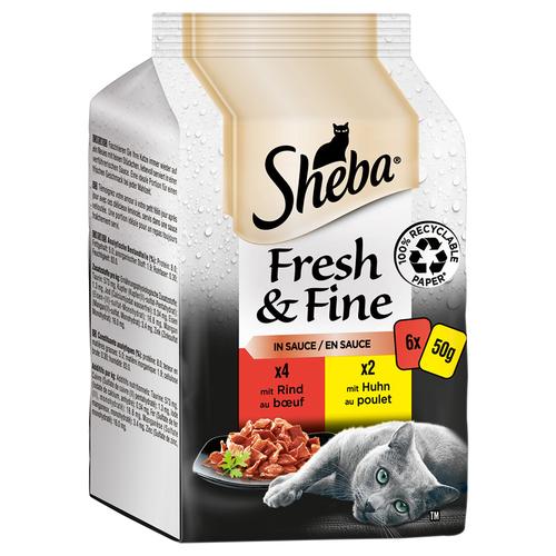 72x50g Feine Vielfalt Sparpaket Sheba Fresh & Fine Frischebeutel Nassfutter Katze