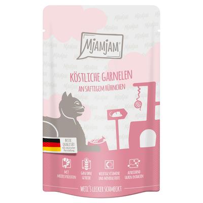 Sparpaket 24x125g MjAMjAM Quetschie köstliche Garnelen an saftigem Hühnchen Katzenfutter nass