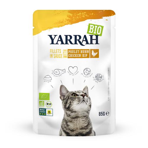 14x85g Yarrah Bio Filets in Soße mit Bio-Huhn Katzenfutter nass