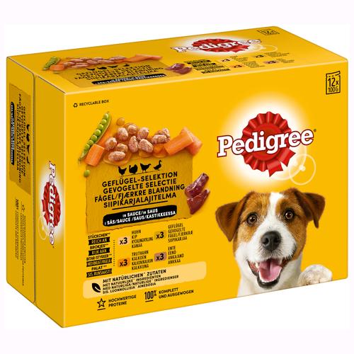 48x 100g edigree Frischebeutel Multipack Nassfutter für Hund Geflügel in Soße