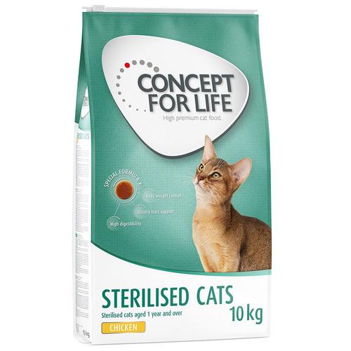 Sparpaket 2 x 10 kg Sterilised Cats Huhn Concept for Life Katzenfutter trocken