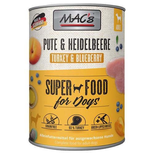 Sparpaket: 24x800g MAC's Adult Pute & Heidelbeeren Hundefutter nass