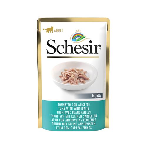 24 x 85 g Schesir Katzen Pouch Thunfisch mit Kleinen Sardellen Katzenfutter nass