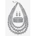 Women's Silver Tone Necklace Set by PalmBeach Jewelry in White