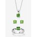 Women's 3-Piece Birthstone .925 Silver Necklace, Earring And Ring Set 18" by PalmBeach Jewelry in August (Size 7)