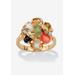 Women's Coral, Opal, Jade, Onyx And Tiger'S-Eye Cluster Ring In Gold-Plated by PalmBeach Jewelry in Gold (Size 9)