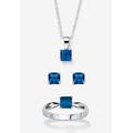 Women's 3-Piece Birthstone .925 Silver Necklace, Earring And Ring Set 18" by PalmBeach Jewelry in September (Size 6)