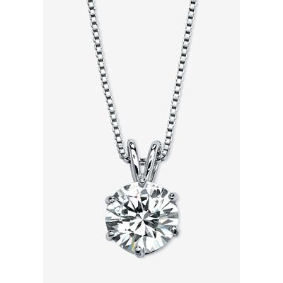 Women's Platinum over Sterling Silver Solitaire Pendant Cubic Zirconia 18" by PalmBeach Jewelry in Silver