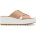 Sorel Cameron Flatform Mule Wedge Sandals Leather- Women's Honest Beige/Sea Salt 9.5 US 1999151-246-9.5