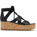 Sorel Cameron Flatform Lace Wedge Sandals Leather - Women's Black/Gum 2 7 US 1981631-010-7