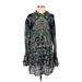 Free People Casual Dress - Shift: Green Print Dresses - Used - Size Small