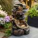 Resin Stacked Rock Waterfall Outdoor Fountain with LED Lights